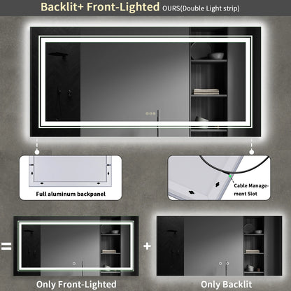 Large Rectangle Bathroom LED Mirror